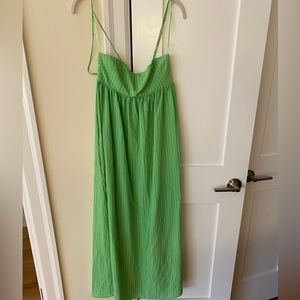 Zara Pink, Green & White Striped Babydoll Maxi Dress